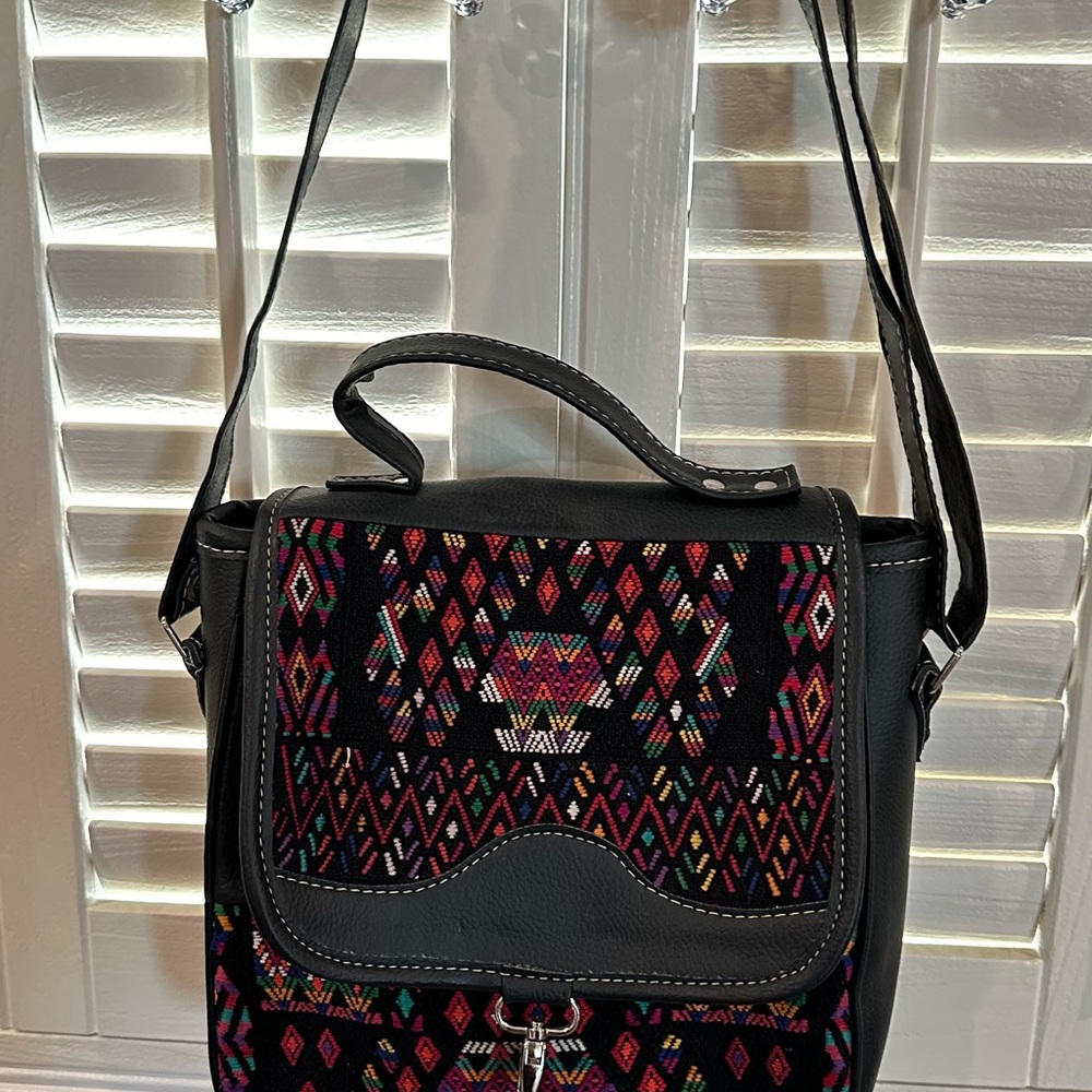 Black and Multicolor Patterned Women's Bag